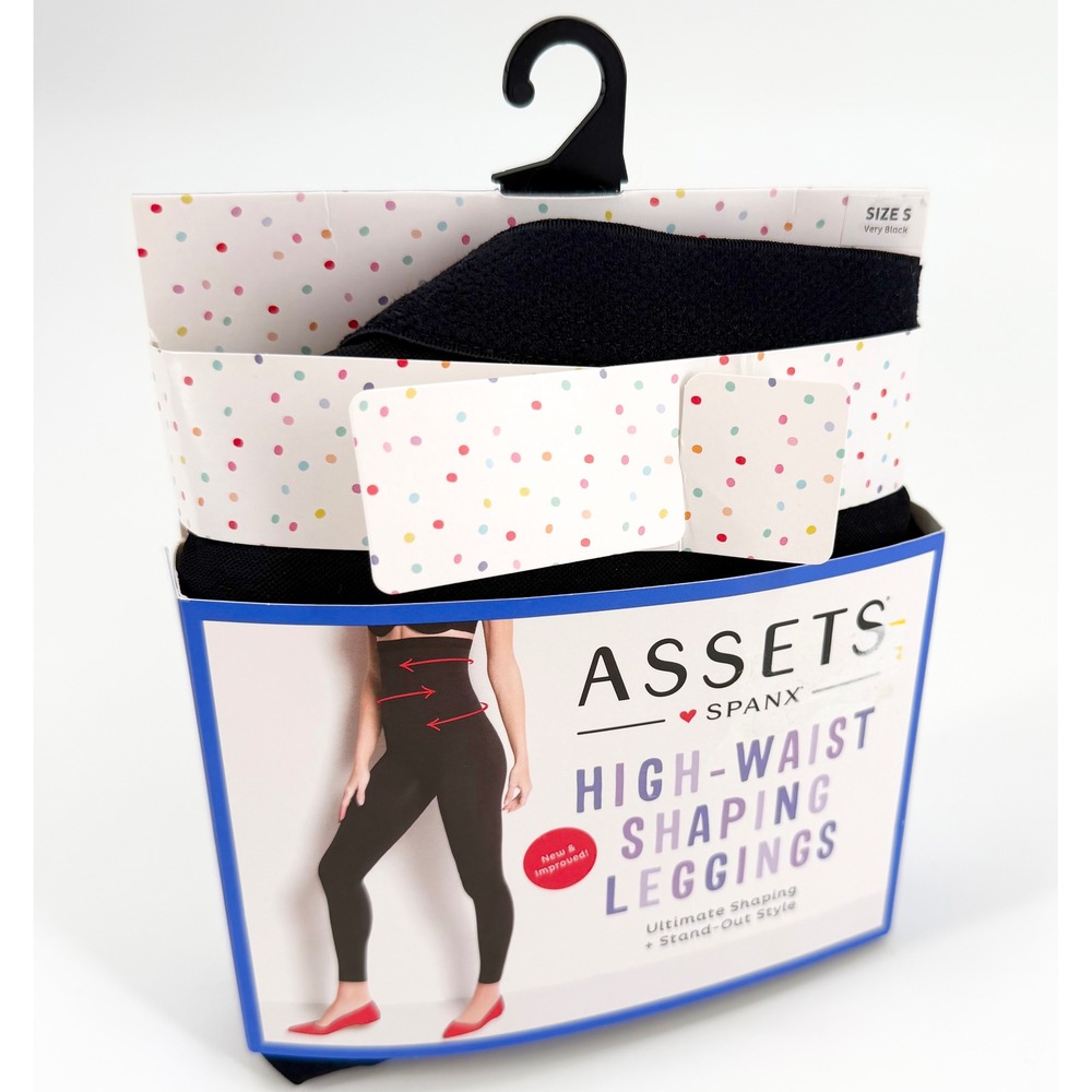 Assets by Spanx High Waist Shaping Leggings Women's Small Black Tummy Control - Picture 7 of 7